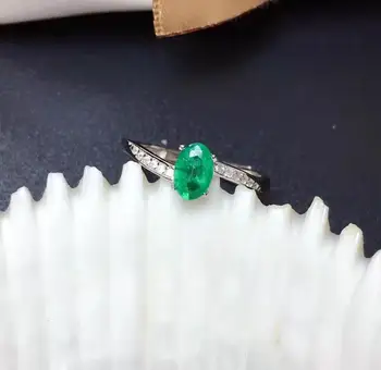 Prírodné Emerald Drahokam Jednoduché Krúžok S925 Mincový Striebro Pokutu, Svadby, Módne Šperky pre Ženy Doprava Zadarmo MeibaPJFS