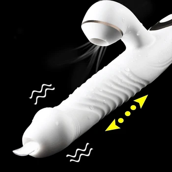 Rabbit vibrátor sania Klitorálny Stimulátor Jazyk Lízanie G-spot Teleskopická Swing Kúrenie Dilda Vibrátor Sexuálne Hračky Pre Ženy