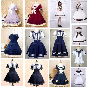 Roztomilý Slúžka Cosplay Kostým Lolita Šaty Krátke Rukávy Farba Blokovaný Námorník Oblečenie Halloween Oblečenie Pre Dievčatá Plus Veľkosť