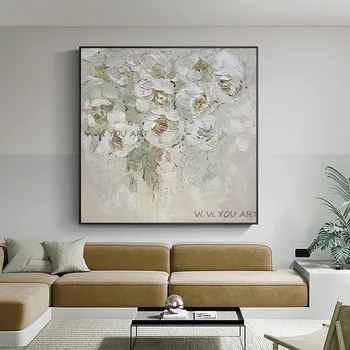 Ručne Maľované olejomaľba Ručne vyrobené Kvet Plátno Umenie Abstraktné Dekorácie Pre Obývacia Izba Nordic Domova Stenu Frameless