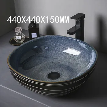 Umývadlo kúpeľňa keramické umývadlo misa, umývadlo pásy kúpeľňa wc povodí, v kúpeľni keramické umývadlo kolo s kohútik Loď sa Potopila