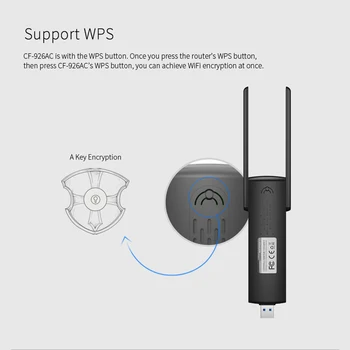 USB Wifi Adaptér 1200Mbps Dual Band Wi-fi Dongle 2,4 Ghz + 5 ghz Počítač AC Sieťová Karta USB 3.0 Antény 802.11 ac/b/g/n