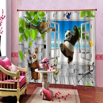 Vlastné Foto Závesy 3D Zatmenie stenu zvierat Okenné Záclony Na Obývacia Izba Deti Spálňa Závesy Okno Dekor Opony