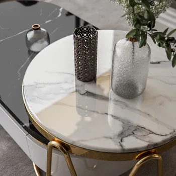 Vlastné módne konferenčný stolík kolo mramoru top mramoru čaj stôl vysoko kvalitný nábytok pre obývacia izba apartmán