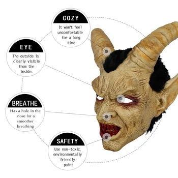 WAYLIKE Halloween Strašidelné Masky Démon, Diabol Lucifer Horn Latexové Masky Halloween Film Cosplay Dekorácie Festival Strany Dodanie Rekvizity