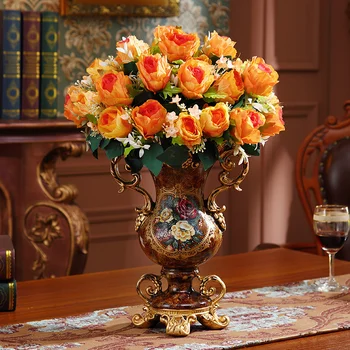 Zq Európskom Štýle Obývacej Izby, Dekorácie Americký Štýl Jedálenský Stôl TV Kabinet Vstup Dekorácie Kvet Kvet Kontajner