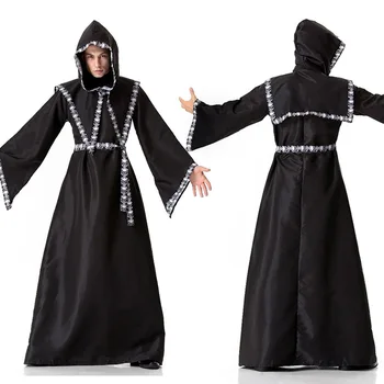Čierne Šaty Sprievodca Upír Kráľ Kostým, Oblek Halloween Fáze Role-Playing Kostým