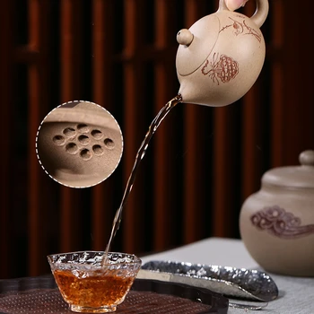 čínsky čaj hrniec reálne yixing zisha duan hliny označené lotus root handpainted 9 infuser otvory xishi hrniec 80ml