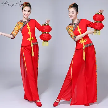 Čínsky ľudový tanec Starovekej Čínskej Vyhovuje čínsky tanečné kostýmy Bubon Yangko Tanečné Kostýmy Q369