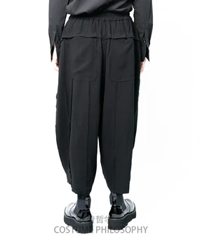 širokú nohu nohavice, culottes, kožušiny, zdobené black voľné polyester nohavice 27-44!Veľké metrov pánske nohavice