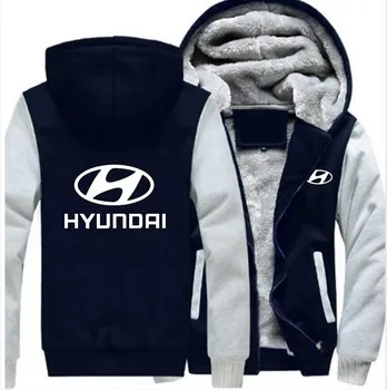2021 Zimné Móda hoodeis zips Hyundai mikina mužov Hoodies Zahusťovanie Plus Zamatový kabát pre mužské oblečenie S-5XL