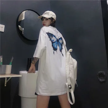 2022 nové letné krátke rukávy T-shirt muži ženy hip hop Harajuku punk preppy kórejský motýľ tlače, temné, gotické streetwear topy