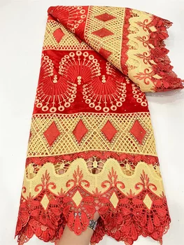 Africké Guipure Kábel Čipky Textílie 2021 Vysoko Kvalitnej Čipky Nigérijský Rozpustné vo Vode Čipky Tkaniny, Výšivky Na spoločenské LY110