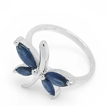CoLife Módne Šperky Strieborné Motýľ Krúžok pre Dievča Prírodné Sapphire Krúžok 925 Silver Sapphire Šperky, Darček pre Ženu