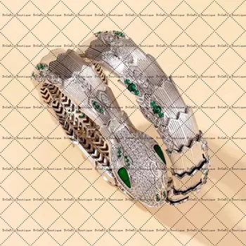 Hot Predaj Európskych A Amerických Sterling Silver Farba Náramok Osobnosti Zelené Oko Hada Náramok Dámske Luxusné Šperky