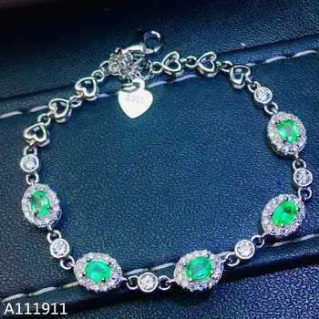 KJJEAXCMY jemné šperky 925 sterling silver vykladané Prírodné emerald dámy ruku náramok trendy podpora detekcie nádherné