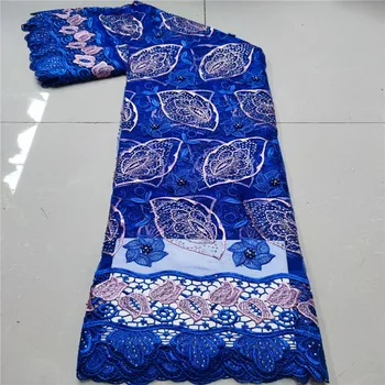 Nové ružové Afriky Čipky Textílie Vyšívané Nigérijský Guipure pre Svadobné Vysokej Kvality 2019 francúzskej Čipky a Tylu Textílie s korálkami
