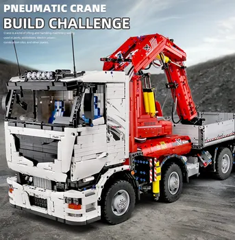 PLESNE KRÁĽ High-Tech App Motorizované Pneumatické Žeriav Truck Stavebné Bloky, Montáž Tehly Model Auta, Deti Hračky Vianočný Darček
