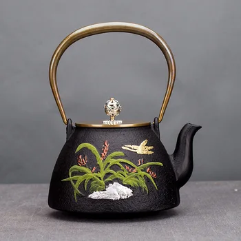 Poštovné, žehlička kanvica Japonský štýl liatinový hrniec pozlátené surového železa čaj ware teahouse pohostinnosť hrniec