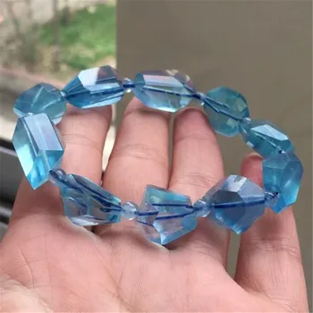 Prírodné Modré Akvamarín Náramok Šperky Pre Ženy, Mužov Šťastia Dar Zriedkavé Crystal 18x13mm Korálok, Kameňa Jasné Drahokam Pramene AAAAA