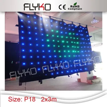 RGB farebný 2x3M LED Vision Opony 176pcs High-svetlé štádiu Tkaniny Ohňovzdorné + Regulátor
