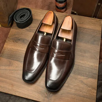Taliansky Ploché Značky Mens Formálne Topánky Pravej Kože Oxford Pre Mužov, Svadobné Šaty Pošmyknúť Na Kožené Brogues Topánky Mokasíny